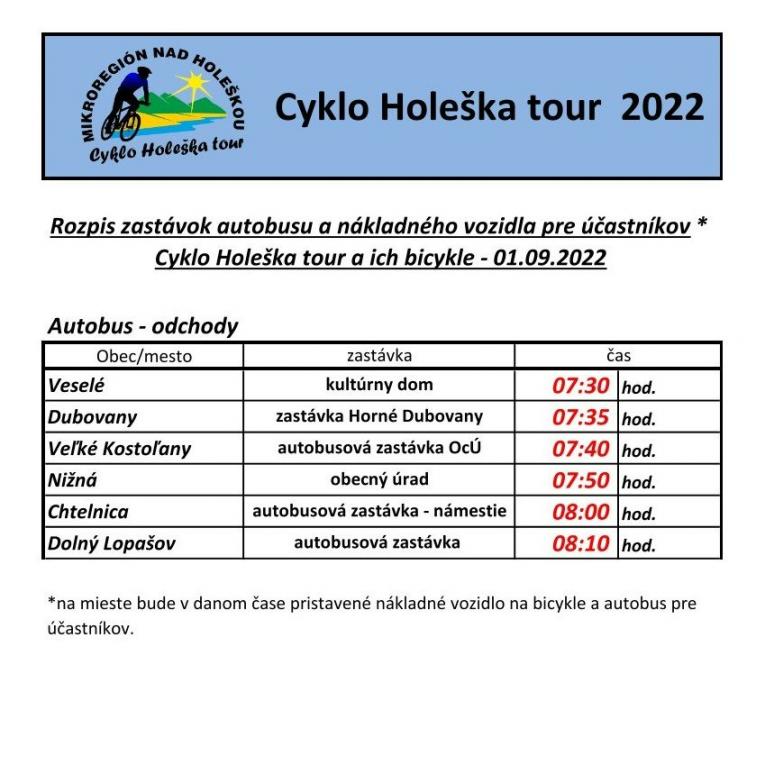 Rozpis zastávok autobusu