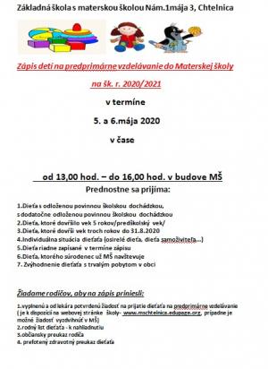Zápis detí do MŠ